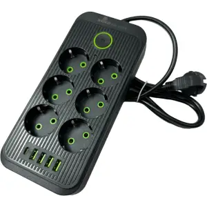 Мережевий фільтр XoKo SP-6-4-1 6 розеток, 5 USB, 2 м Black (XК-SP6-4-1-BK) UA