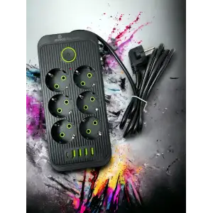 Мережевий фільтр XoKo SP-6-4-1 6 розеток, 5 USB, 2 м Black (XК-SP6-4-1-BK) UA