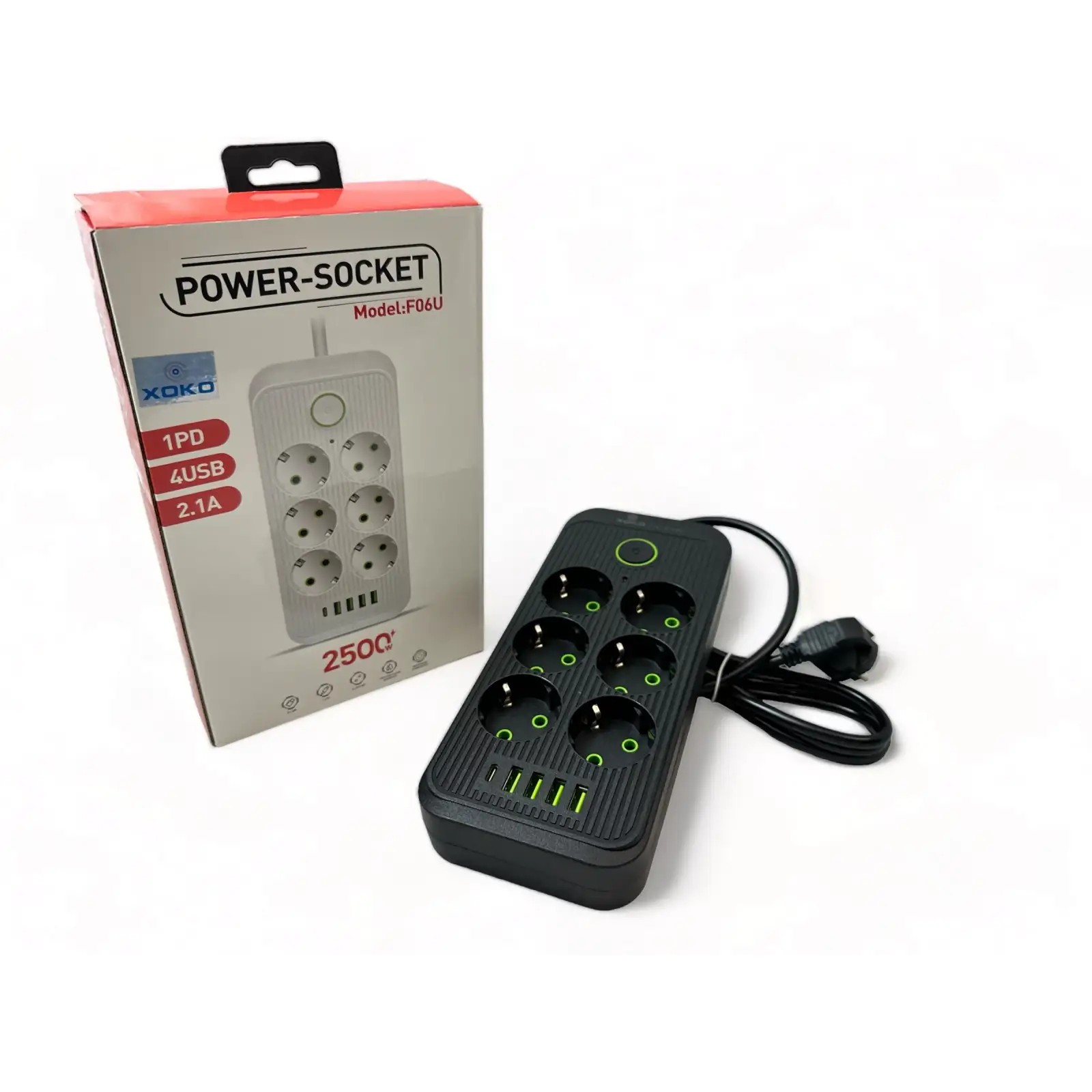 Мережевий фільтр XoKo SP-6-4-1 6 розеток, 5 USB, 2 м Black (XК-SP6-4-1-BK) UA