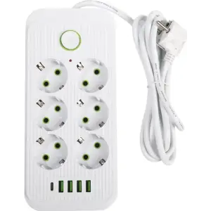 Сетевой фильтр XoKo SP-6-4-1 6 розеток, 5 USB, 2 м White (XК-SP6-4-1-WH) UA