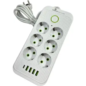 Сетевой фильтр XoKo SP-6-4-1 6 розеток, 5 USB, 2 м White (XК-SP6-4-1-WH) UA