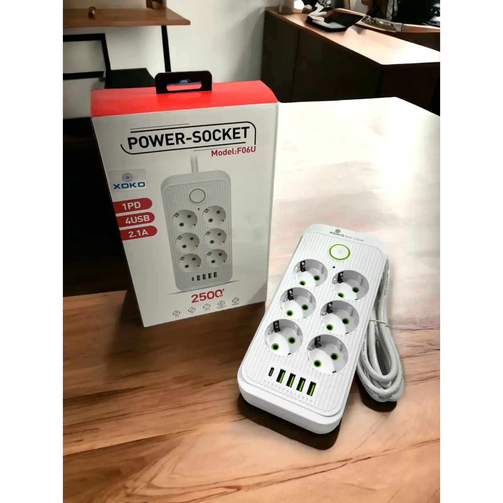 Сетевой фильтр XoKo SP-6-4-1 6 розеток, 5 USB, 2 м White (XК-SP6-4-1-WH) UA