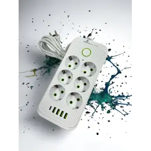 Сетевой фильтр XoKo SP-6-4-1 6 розеток, 5 USB, 2 м White (XК-SP6-4-1-WH) UA