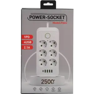 Сетевой фильтр XoKo SP-6-4-1 6 розеток, 5 USB, 2 м White (XК-SP6-4-1-WH) UA