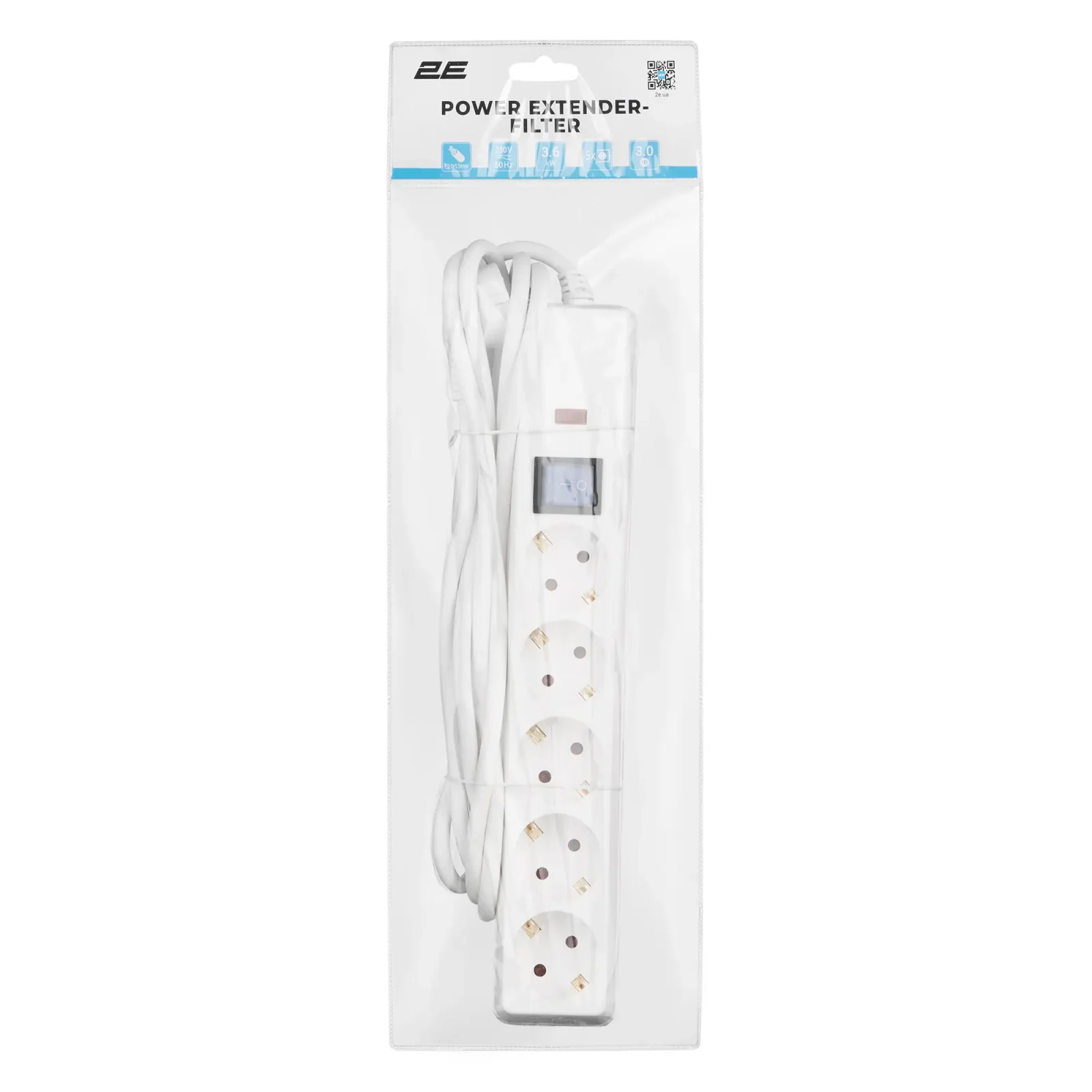 Сетевой фильтр 2E 5хSchuko, 3 м (2E-SP515OSM3WH) UA