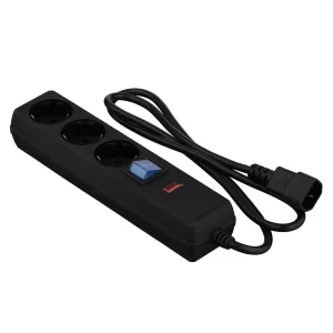 Фильтр питания 2E 3 розетки, 1 м, черный (2E-U03C14M1BK) UA
