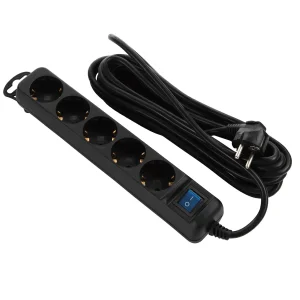 Фильтр питания 2E 5хSchuko, 3 м, черный (2E-U05ESM3BK) UA