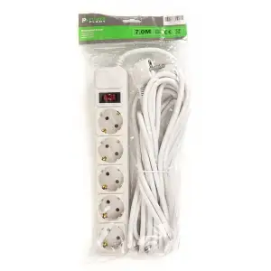Фільтр живлення PowerPlant JY-1056/7 (PPSA10M70S5) 5 розеток, 7 м, білий (пакет) UA