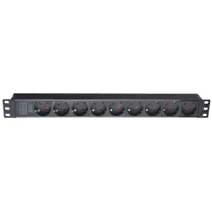Подовжувач EServer 1U 19" (WT-2260B-GER) 9 розеток, 1.8 м, Black UA