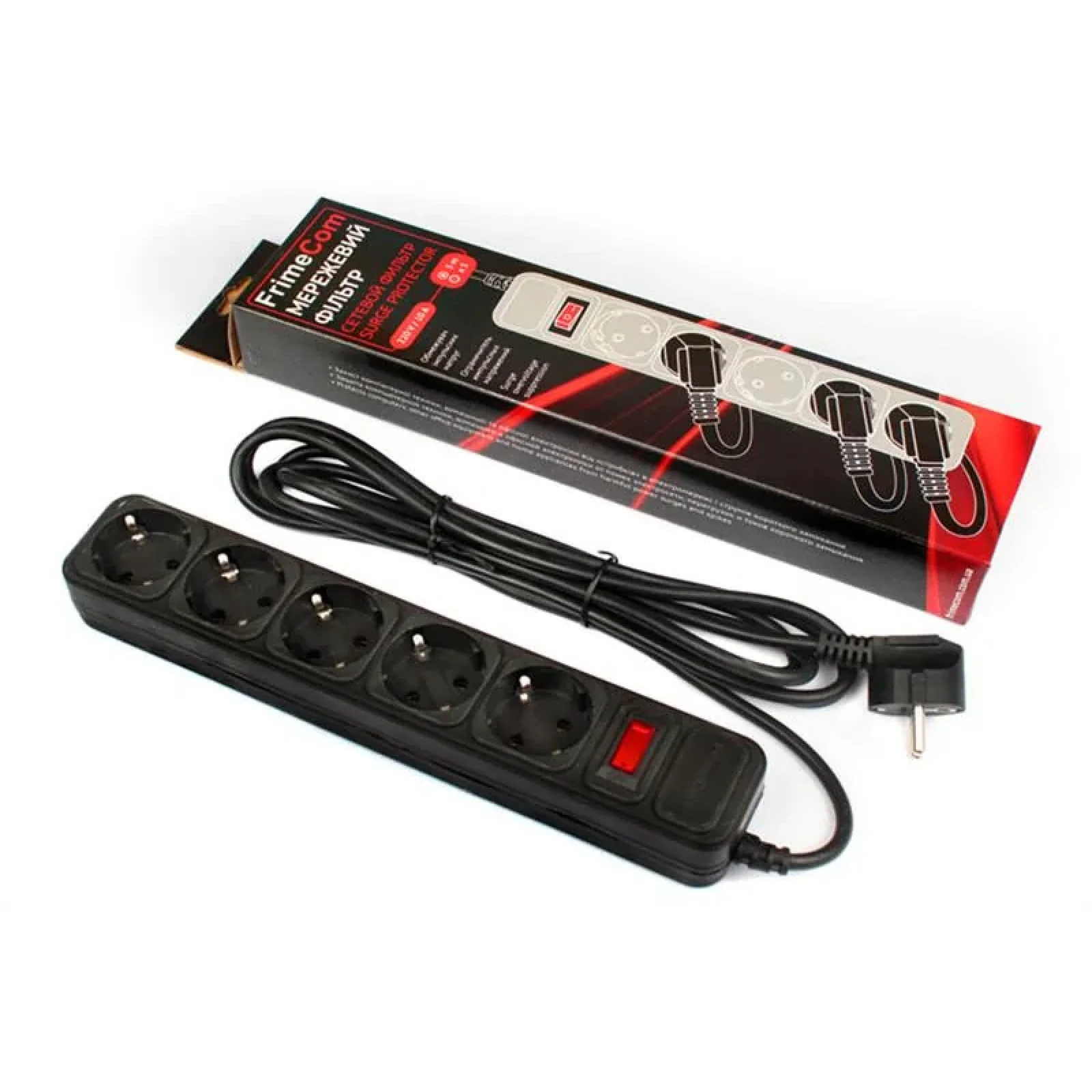 Фильтр питания FrimeCom (FC-B4005W 3 B) 5 розеток, 3 м, черный UA