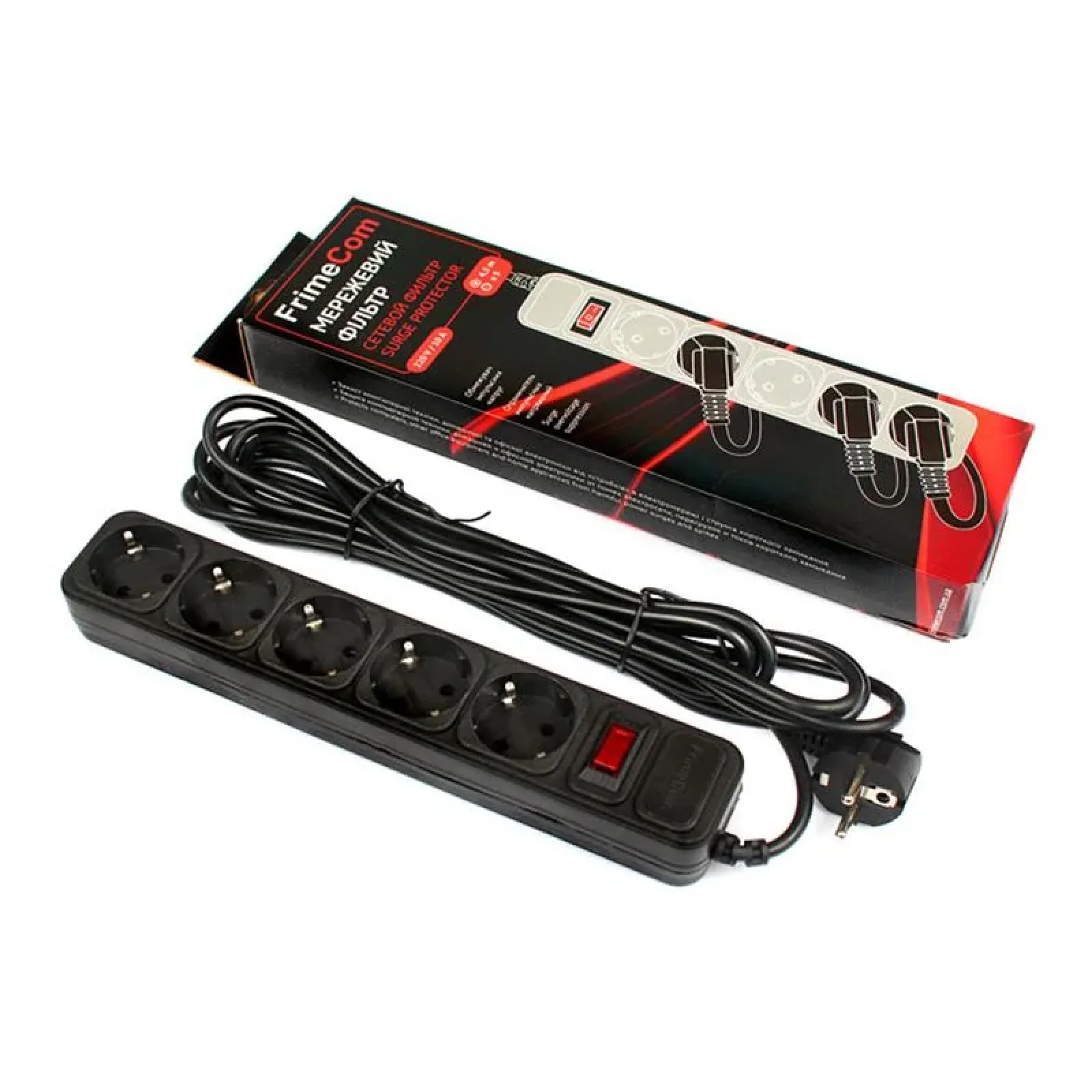 Фильтр питания FrimeCom (FC-B4005W 4.5 B) 5 розеток, 4.5 м, черный UA