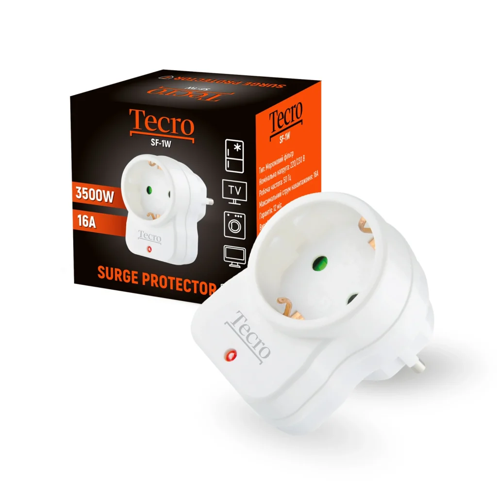 Мережевий фільтр Tecro (SF-1W) 1 розетка UA