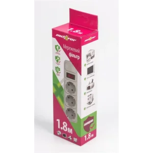 Фільтр живлення Maxxter (SPM3-G-6G) 3 розетки, 1.8м, білий UA