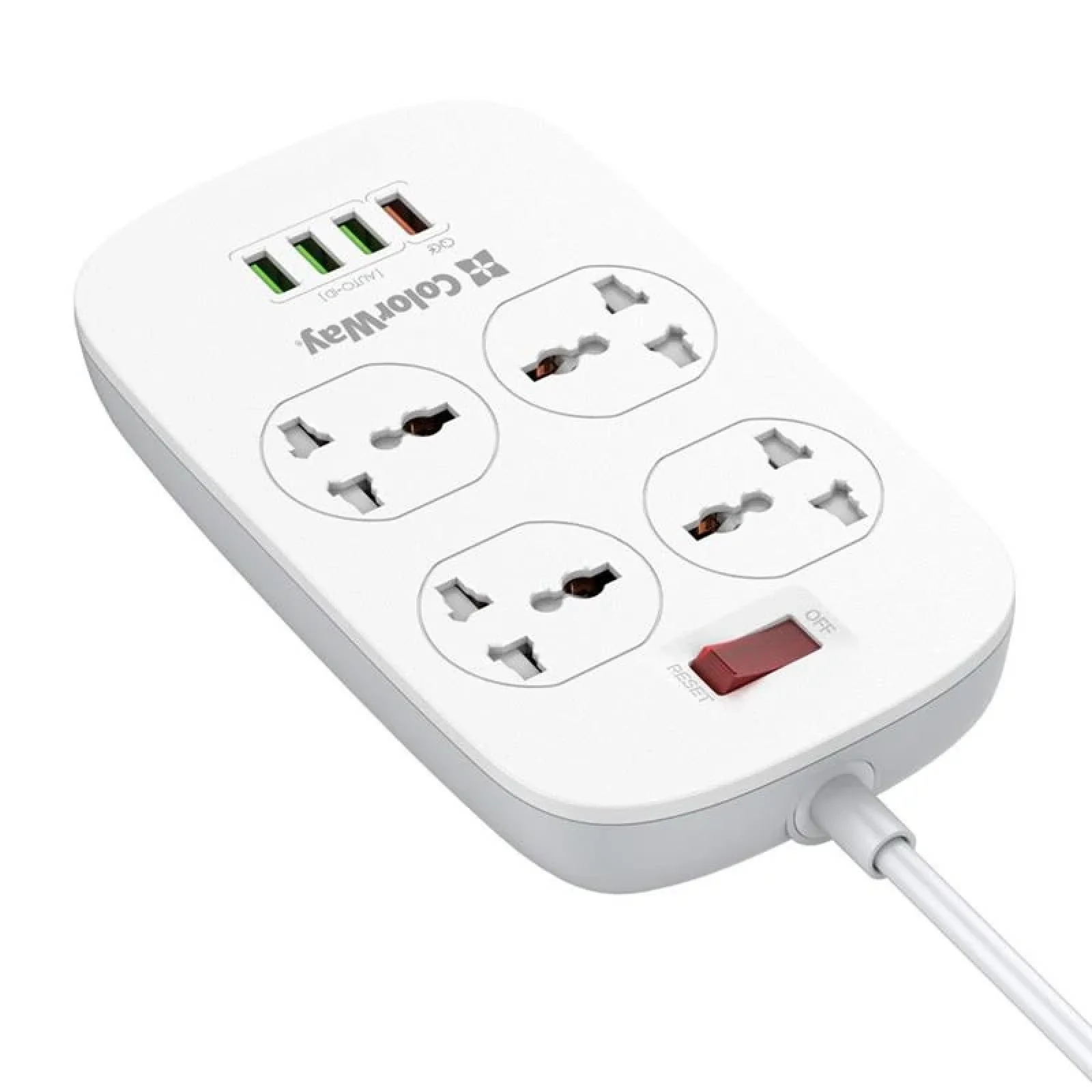 Фильтр питания ColorWay CW-CHU44QW 4 розетки, 4 USB (1QC3.0+3 AUTO ID), 1.8 м, белый UA