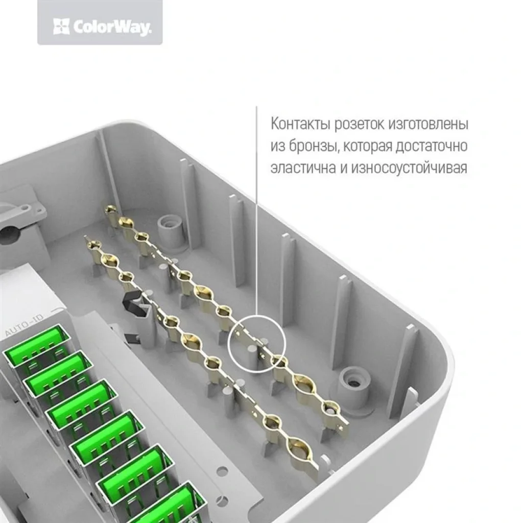 Фильтр питания ColorWay CW-CHE36B 3 розетки, 6 USB, 1.8 м, черный UA