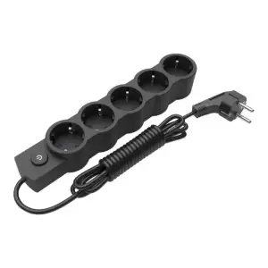 Подовжувач блоковий (PP) Electrum 5 розеток 3 м з вимикачем та заземленням Black (C-ES-1548) UA