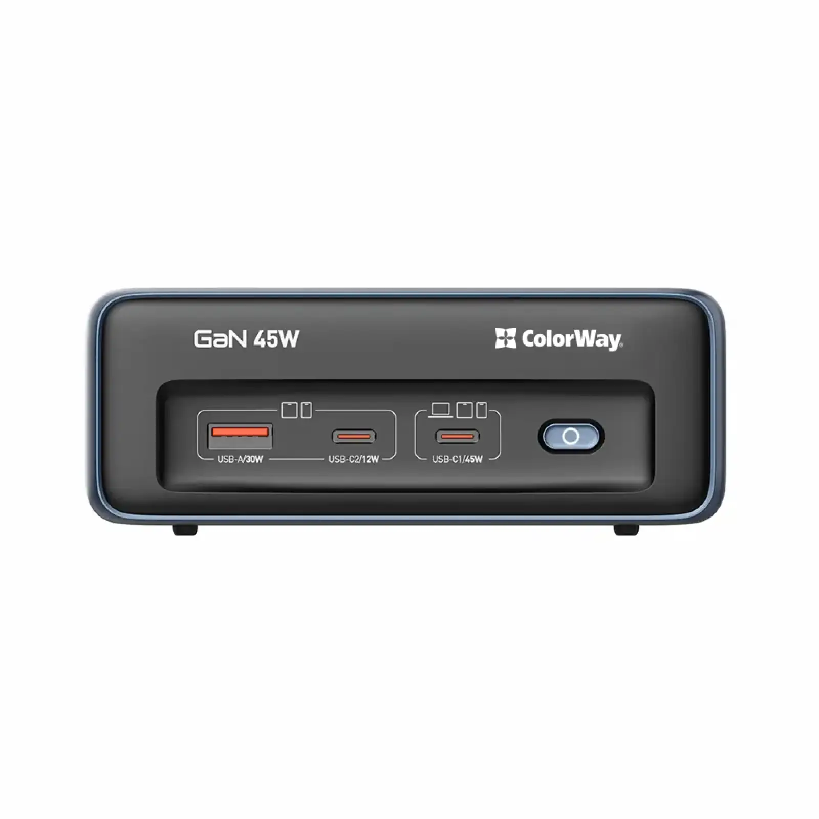 Фильтр питания ColorWay CW-CHE25PDB 45W 2 розетки, 1xUSB-A 2xUSB-C, 2 м, синий UA
