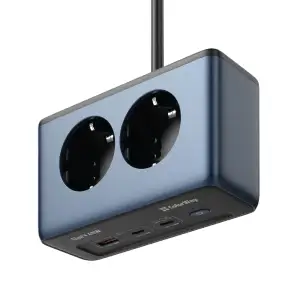 Фильтр питания ColorWay CW-CHE25PDB 45W 2 розетки, 1xUSB-A 2xUSB-C, 2 м, синий UA