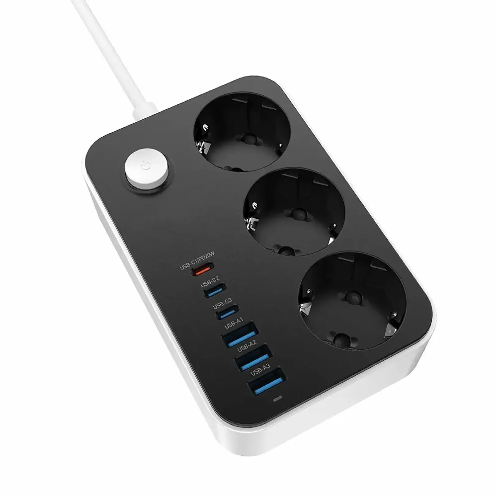 Фільтр живлення ColorWay CW-CHE36PDB 20W (3 USB-A + 3 TYPE-C) 3 розетки, 6 USB, 2 м, чорний UA