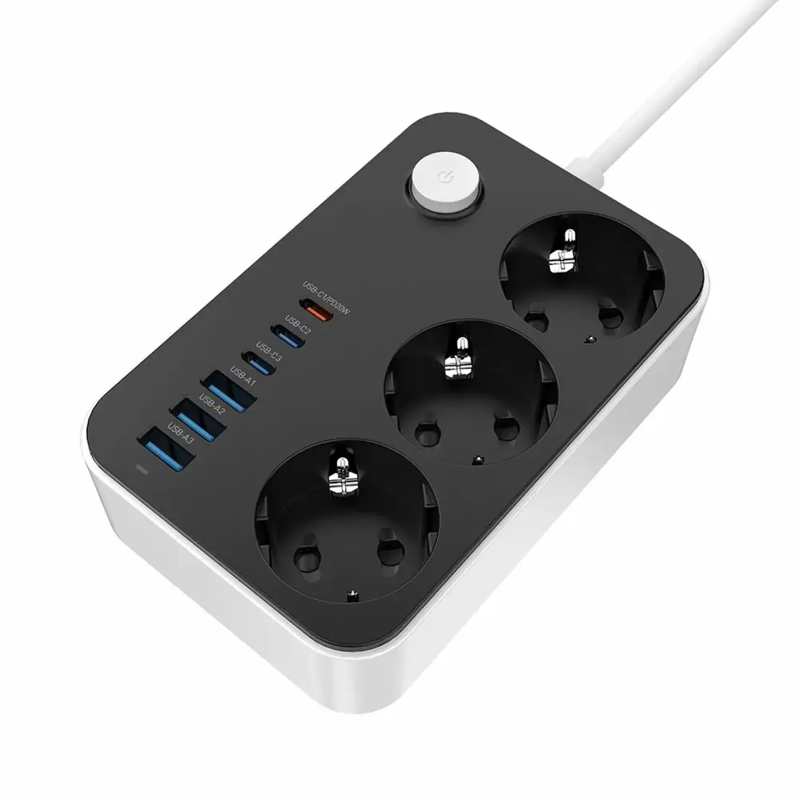 Фільтр живлення ColorWay CW-CHE36PDB 20W (3 USB-A + 3 TYPE-C) 3 розетки, 6 USB, 2 м, чорний UA