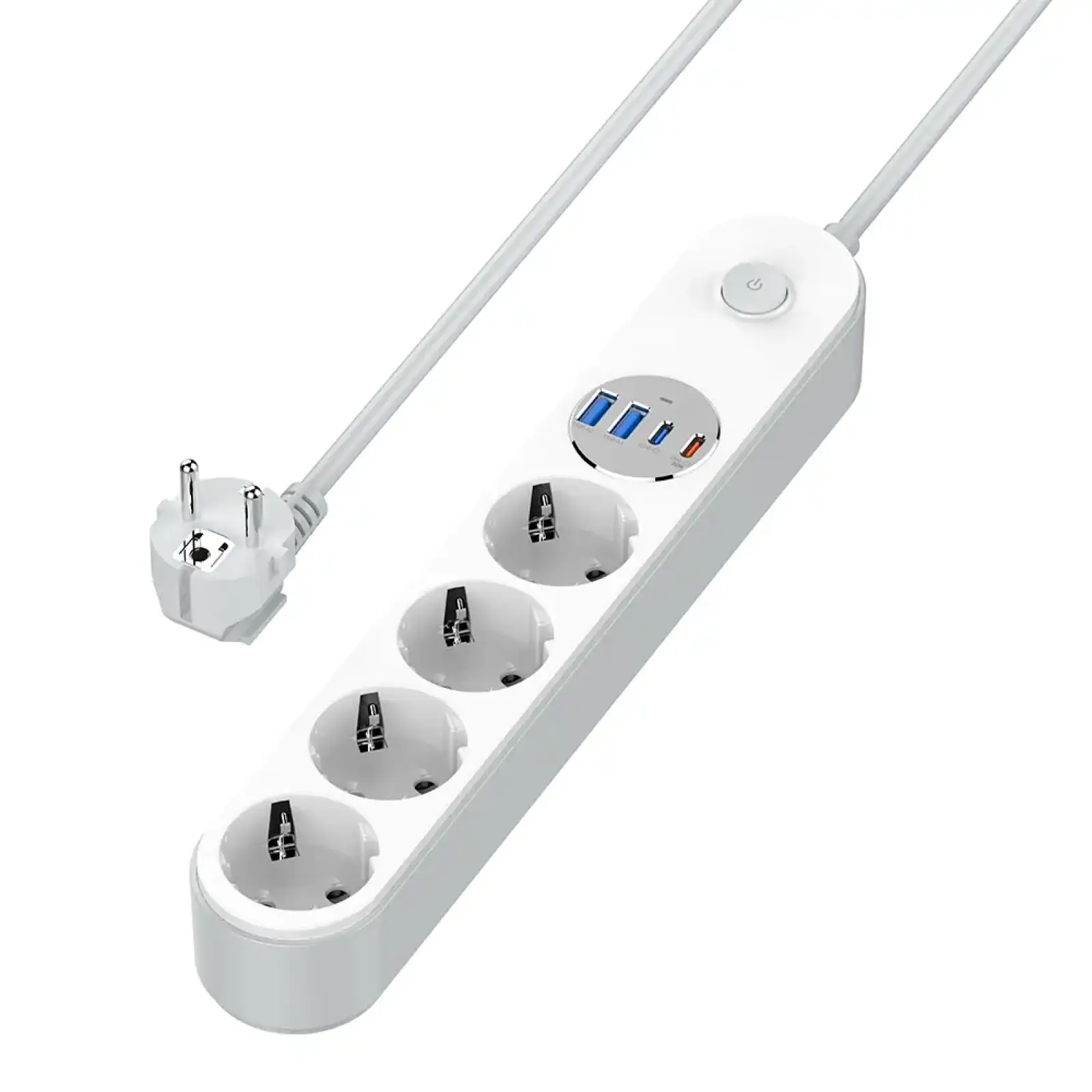 Фильтр питания ColorWay CW-CHE44PDW 4 розетки, 4USB (Type-C PD20W + 3USB QC3.0) (45W), 2 м, White UA