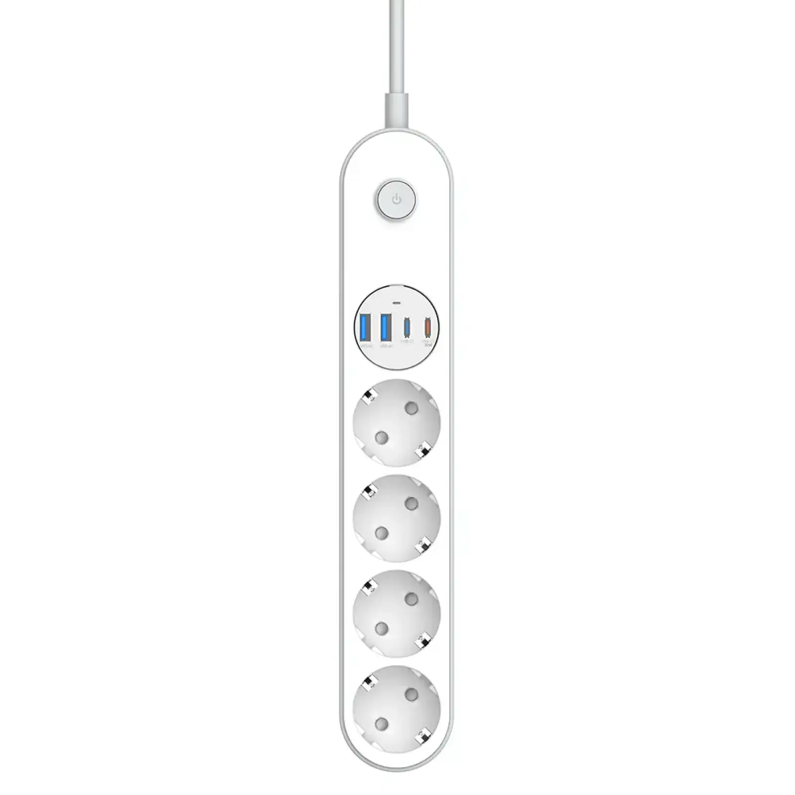 Фильтр питания ColorWay CW-CHE44PDW 4 розетки, 4USB (Type-C PD20W + 3USB QC3.0) (45W), 2 м, White UA