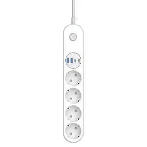 Фильтр питания ColorWay CW-CHE44PDW 4 розетки, 4USB (Type-C PD20W + 3USB QC3.0) (45W), 2 м, White UA