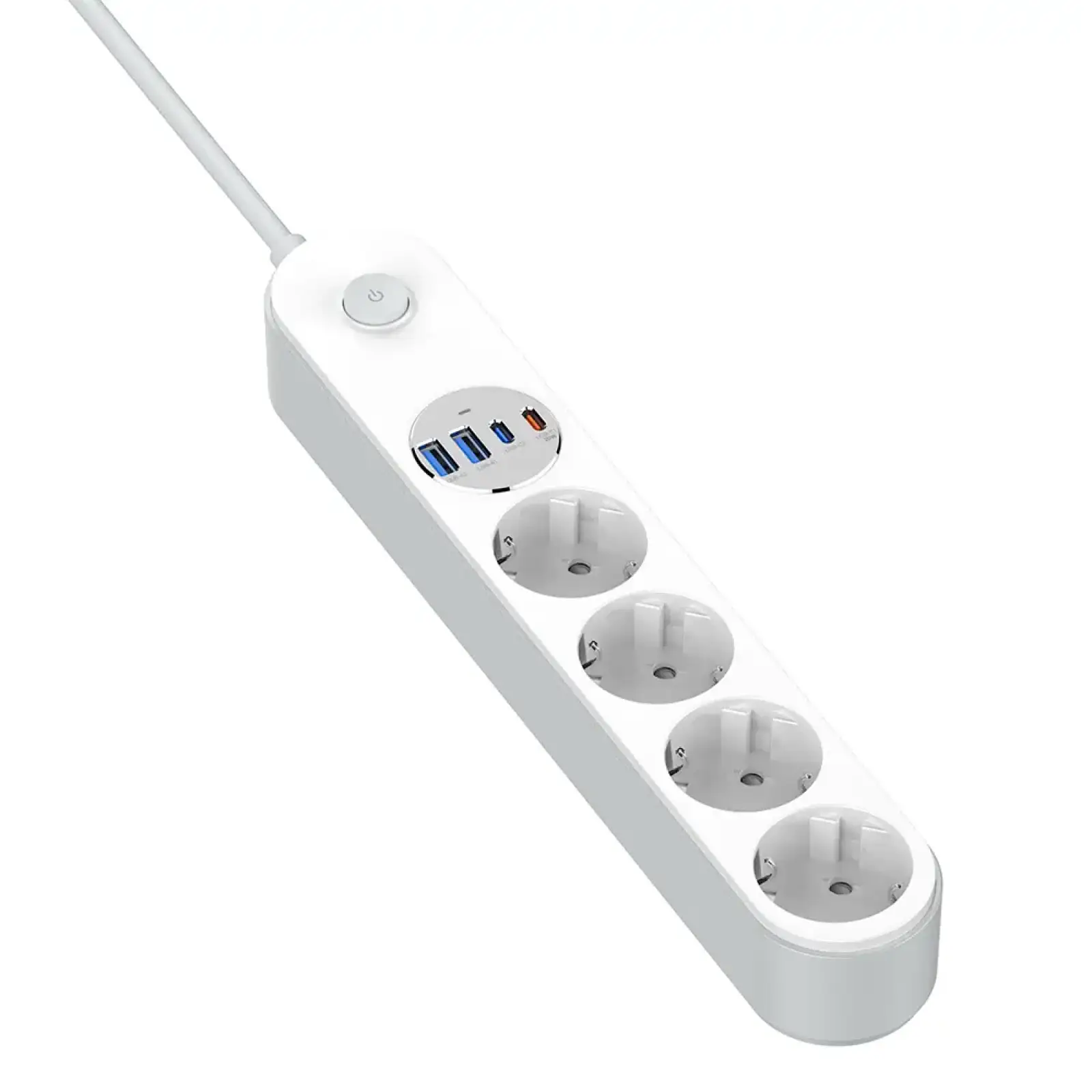 Фильтр питания ColorWay CW-CHE44PDW 4 розетки, 4USB (Type-C PD20W + 3USB QC3.0) (45W), 2 м, White UA
