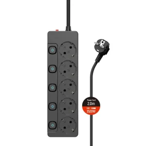 Фильтр питания СolorWay (CW-PSEA52SBK) 5 розеток, 2м, Black UA