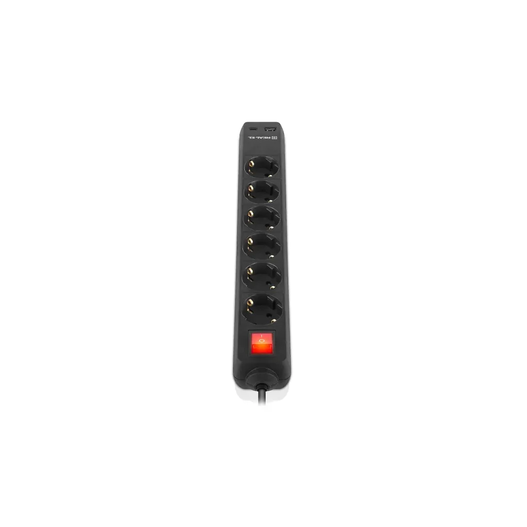 Фільтр живлення REAL-EL RS-Protect 605 3м Black (EL122300041) UA