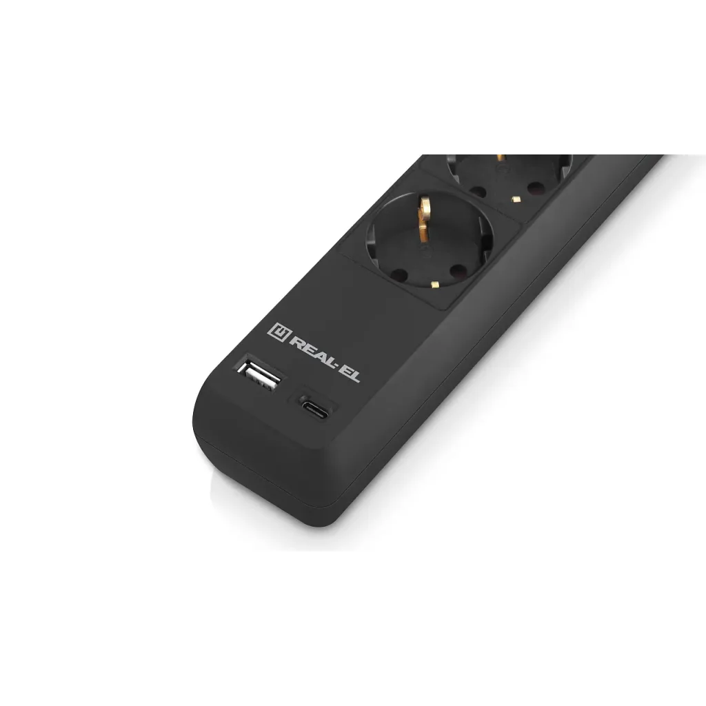 Фільтр живлення REAL-EL RS-Protect 605 3м Black (EL122300041) UA