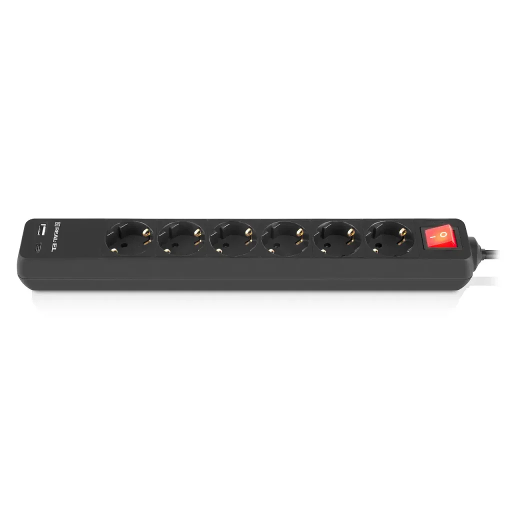 Фільтр живлення REAL-EL RS-Protect 605 3м Black (EL122300041) UA
