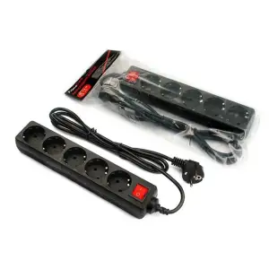 Фільтр живлення FrimeCom (FC-B2005W 1.8 B) 5 розеток, 1.8 м, чорний (пакет) UA