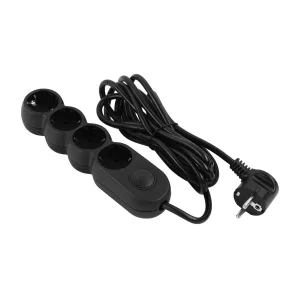 Фильтр питания 2E (2E-U04VESM3BK) 4 розетки, 3 м, Black UA
