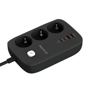 Фильтр питания ColorWay CW-CHE34PDB GaN3 Pro PD 65W (2USB-A + 2 TYPE-C) 3 розетки, 4 USB, 2 м, черный UA