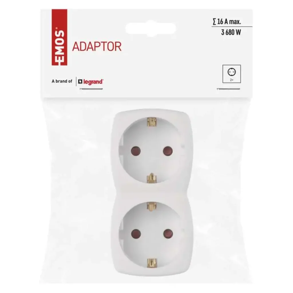 Фильтр питания Emos (P00252N) с заземлением, 2 розетки White UA