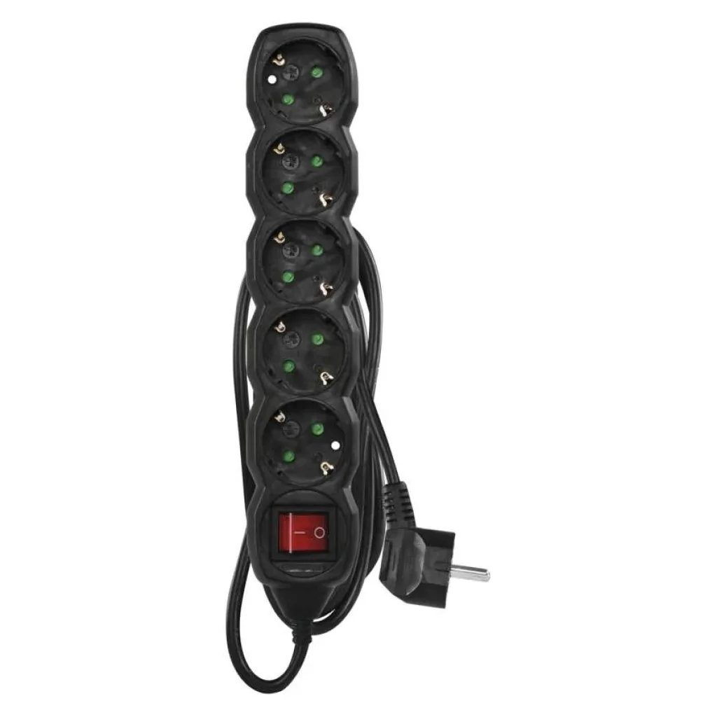 Фильтр питания Emos (PC1521R) с выключателем, 5 розеток, 1.5м, Black UA