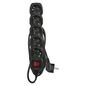 Фильтр питания Emos (PC1521R) с выключателем, 5 розеток, 1.5м, Black UA