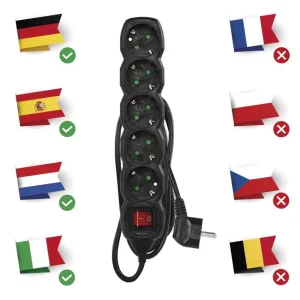 Фильтр питания Emos (PC1521R) с выключателем, 5 розеток, 1.5м, Black UA