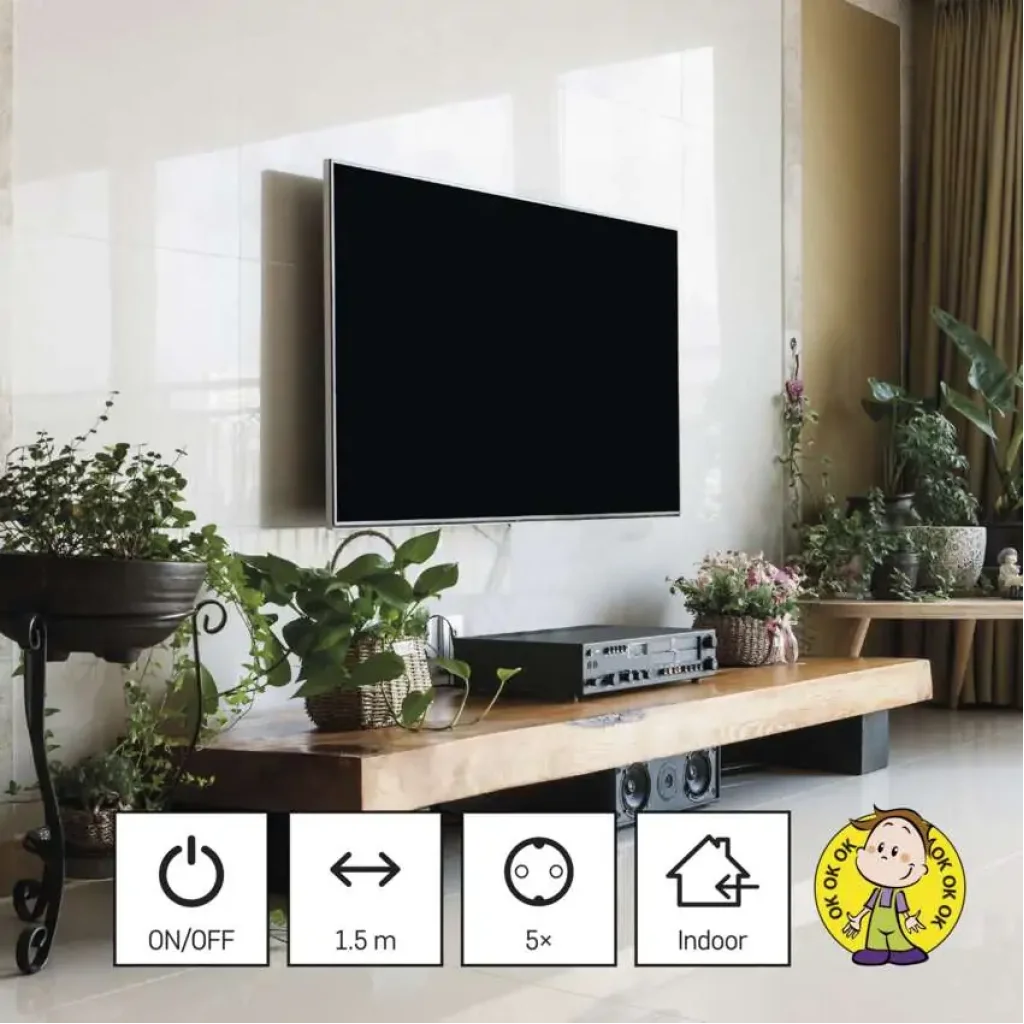 Фильтр питания Emos (PC1521R) с выключателем, 5 розеток, 1.5м, Black UA