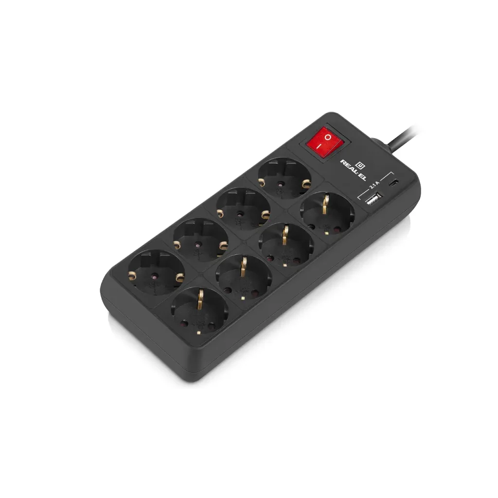 Фільтр живлення REAL-EL RS-Protect 805 1.8м Black (EL122300042) UA