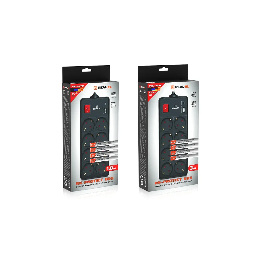 Фильтр питания REAL-EL RS-Protect 805 3м Black (EL122300043) UA