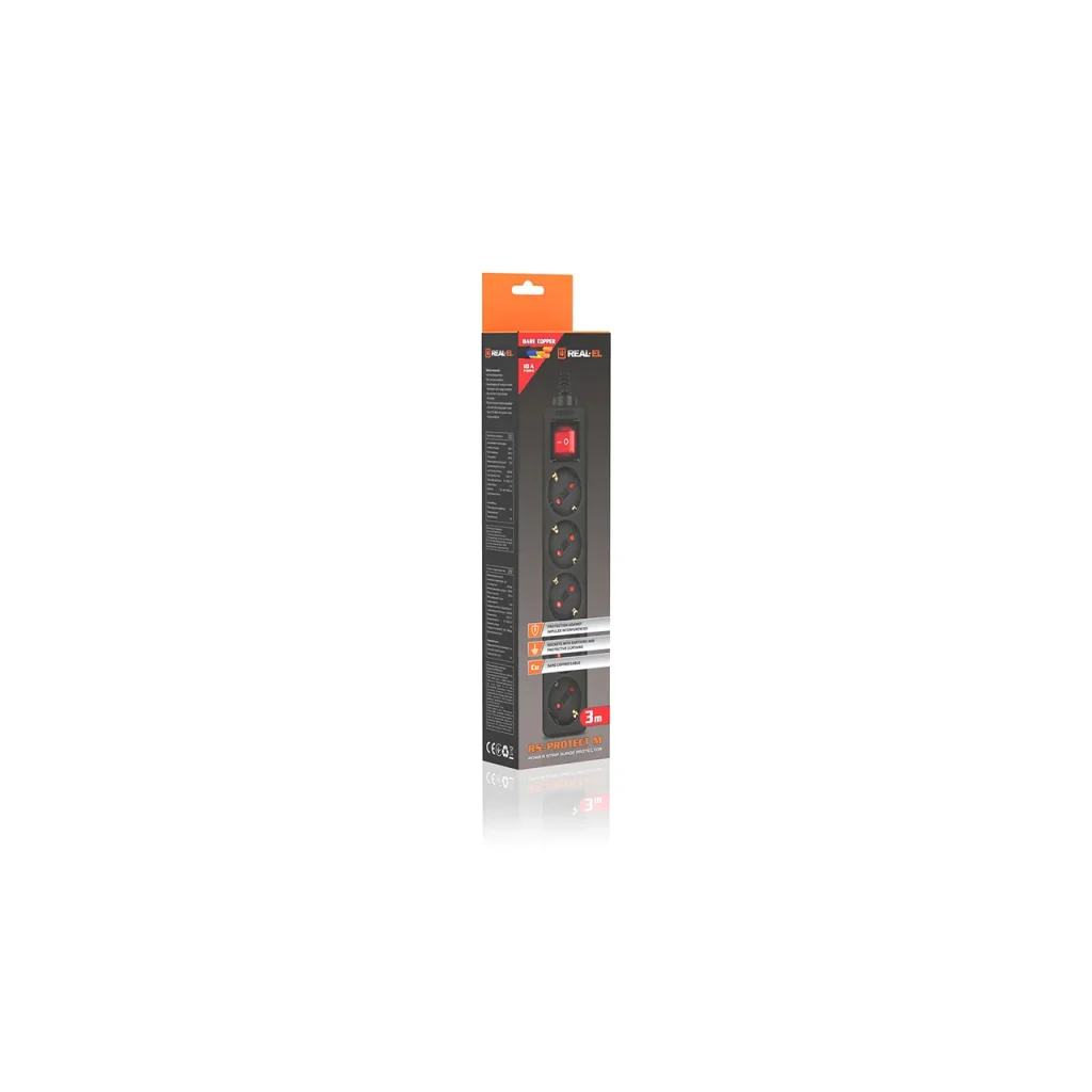 Фільтр живлення REAL-EL RS-Protect M 10m Black, EL122300037 UA