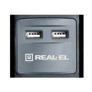 Фильтр питания REAL-EL RS-3 USB CHARGE 1.8m Black, EL122500001 UA