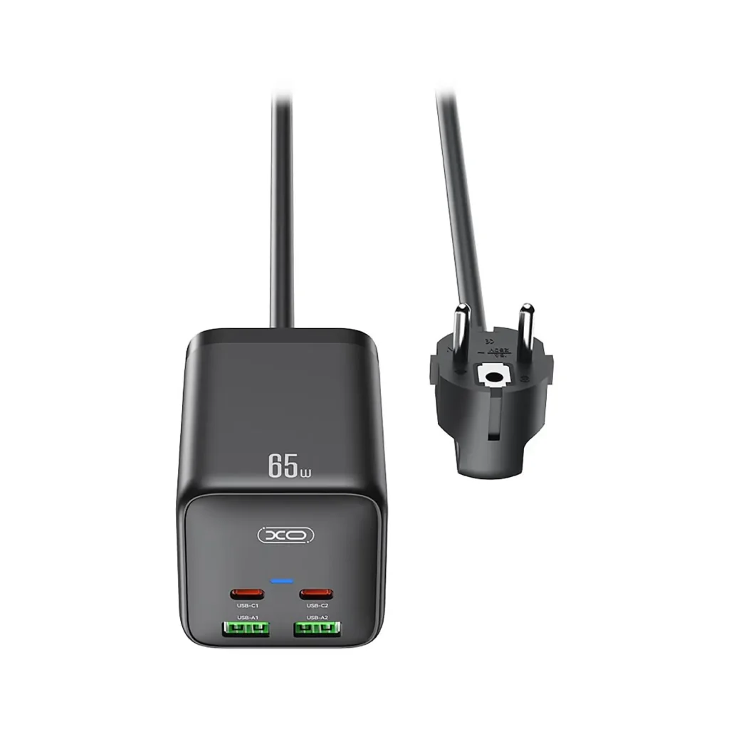 Сетевой фильтр XO (WL24.black) 2 розетки, 2 х USB, 2 x USB-C, 1.5 м, Black UA