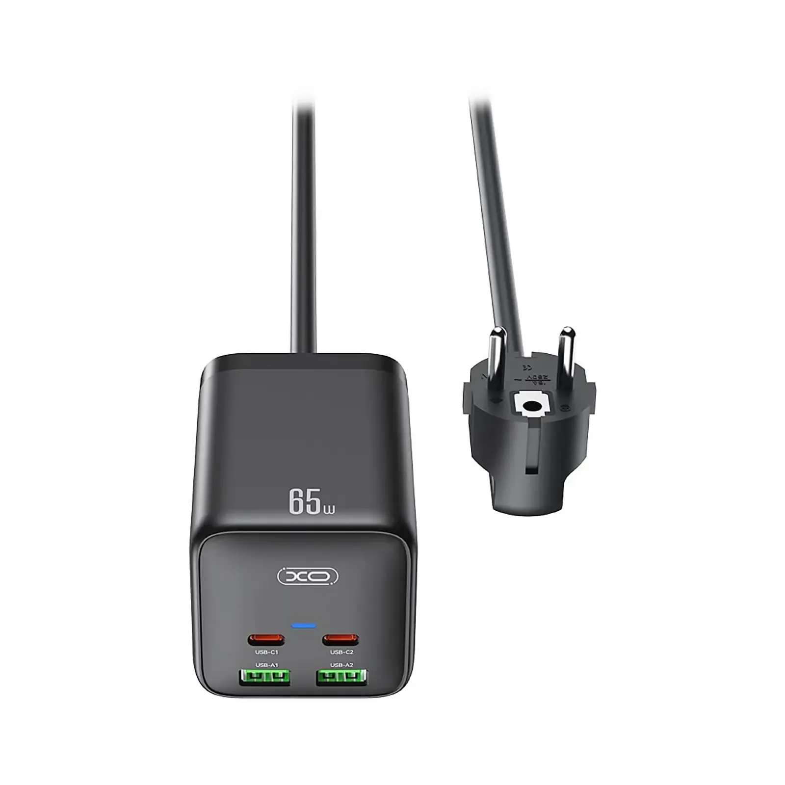 Мережевий фільтр XO (WL24.black) 2 розетки, 2 х USB, 2 x USB-C, 1.5 м, Black UA