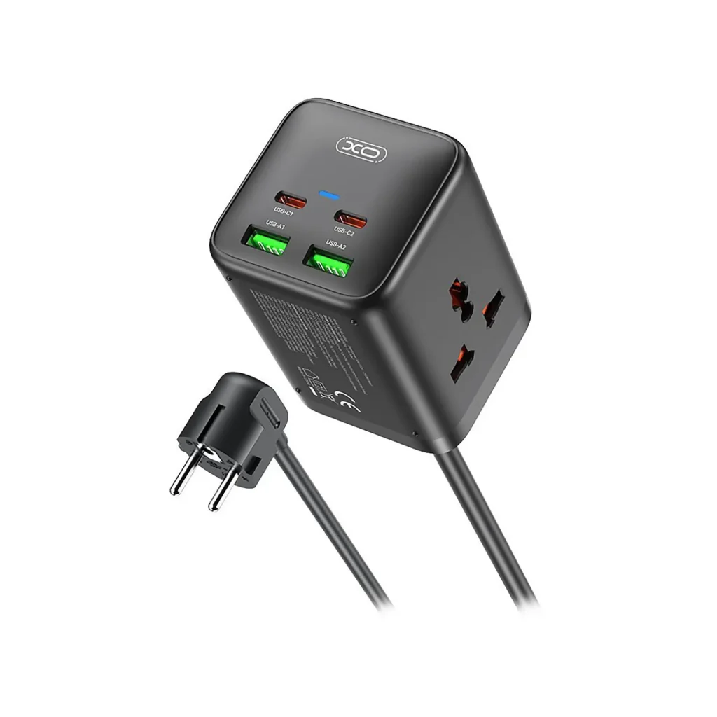 Сетевой фильтр XO (WL24.black) 2 розетки, 2 х USB, 2 x USB-C, 1.5 м, Black UA