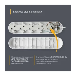 Удлинитель блочный (PP) Electrum 5 розеток 3м с заземлением и выключателем C-ES-1539 UA