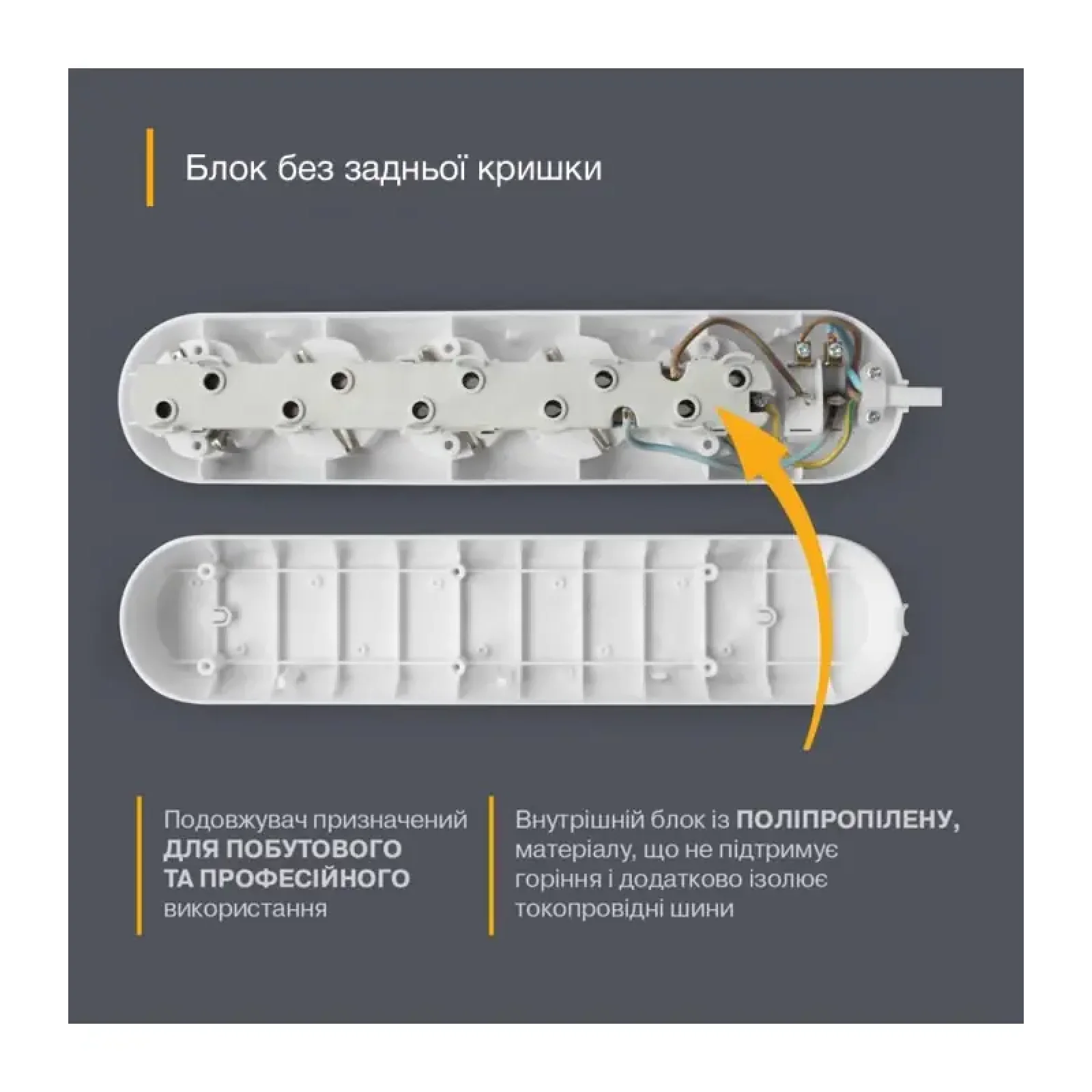 Удлинитель блочный (PP) Electrum 5 розеток 3м с выключателем и 2 Type-C + USB C-ES-1991 UA