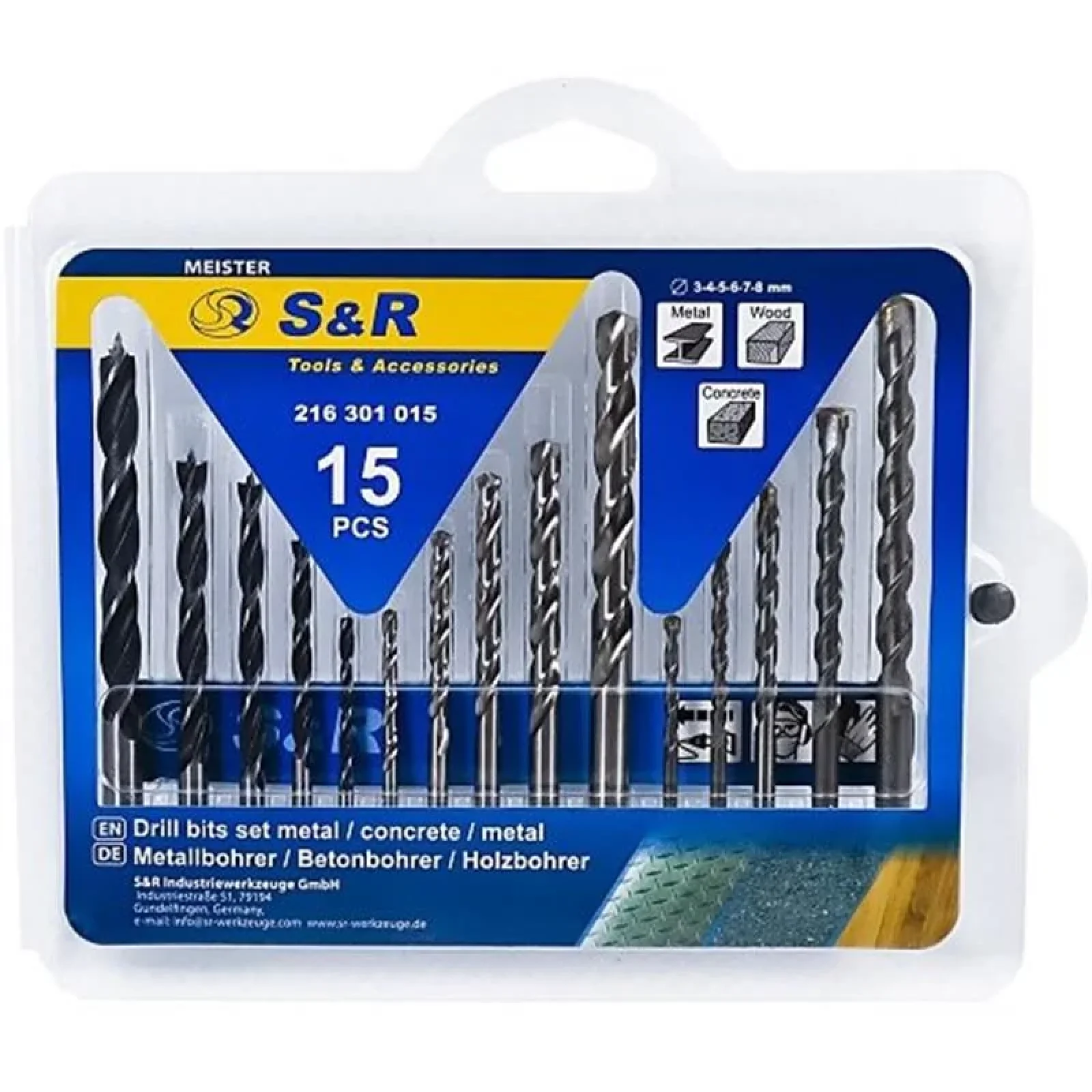 Набор сверл S&R Meister (216301015) 15шт UA